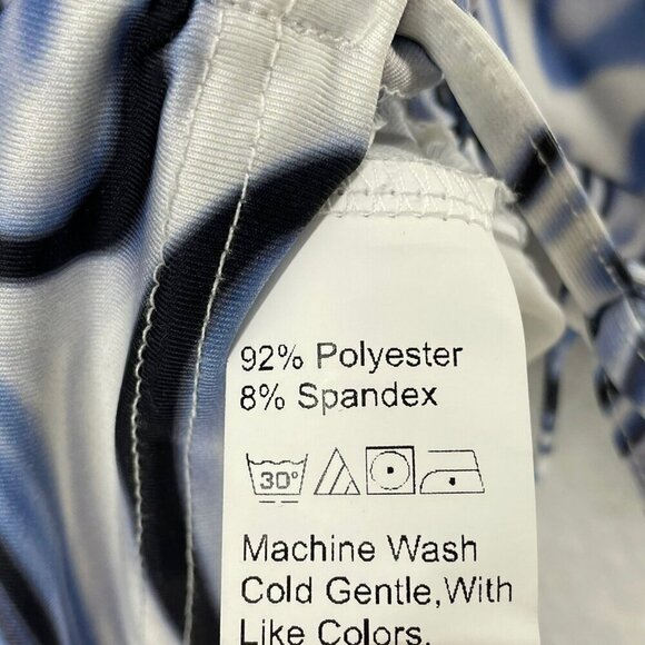 SheIn T Shirt Womens 4 Blue White Marble Print Tee Cut Out Round Neck Tie Side - Picture 9 of 12